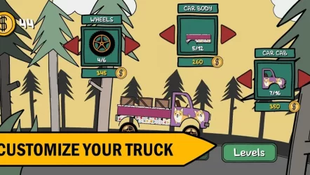 Hills, trees and truck!