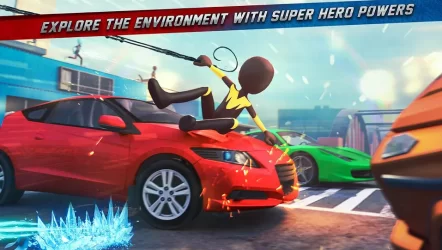 Stickman Ice Hero Crime City - Веревка Hero