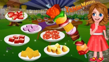 Приготовление барбекю на заднем дворе