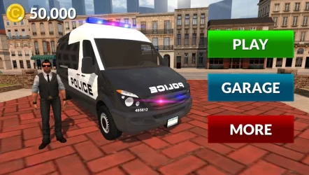 American Police Van Driving